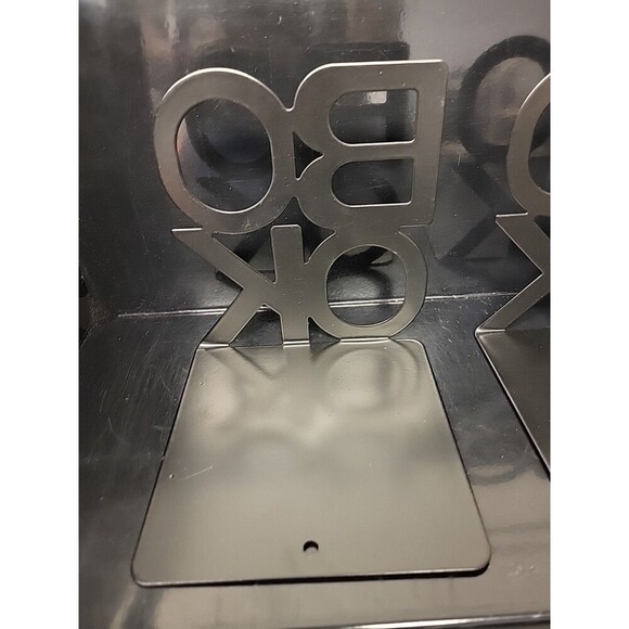 “BOOK” Character Shape-Book Stand Black Metal Bookends Read Library Decoration - Picture 5 of 7